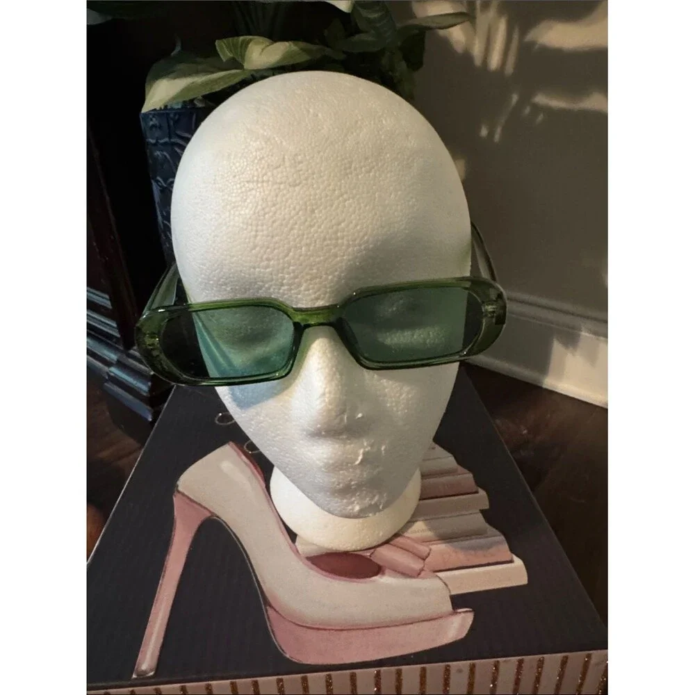 Transparent Green Rectangular Sunglasses